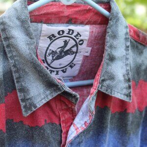 RODEO ACTIVE MAN"S SHIRT 100% COTTON SIZE LARGE -  YOLK  TOP -POCKET-WESTERN RED